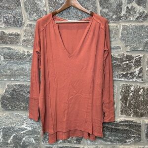 We The Free V-neck Tunic Top Dress w/Thumb Holes, color Cinnamon, size Small